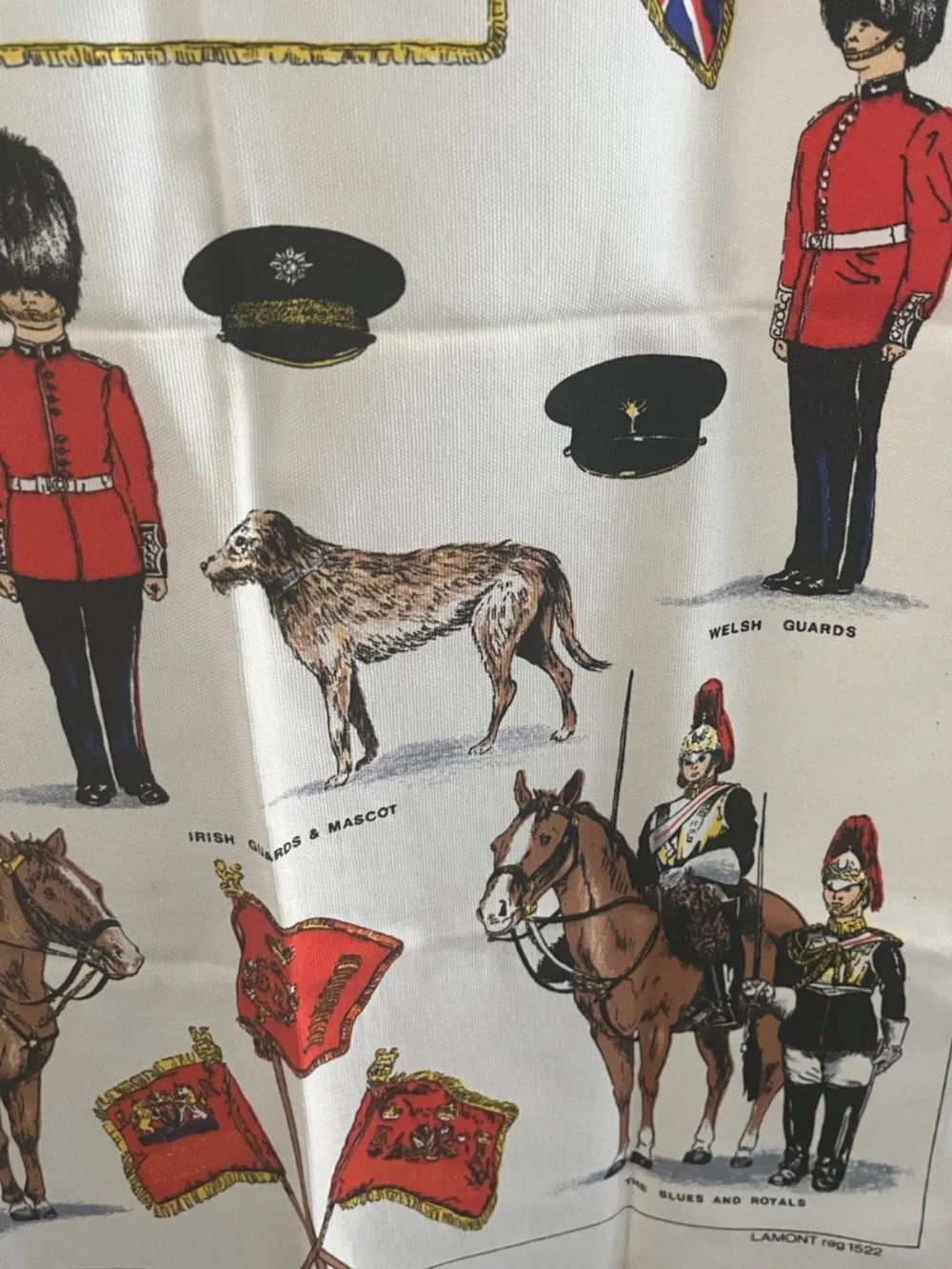 Decorative British Guards Print Cushion Cover in White and Red